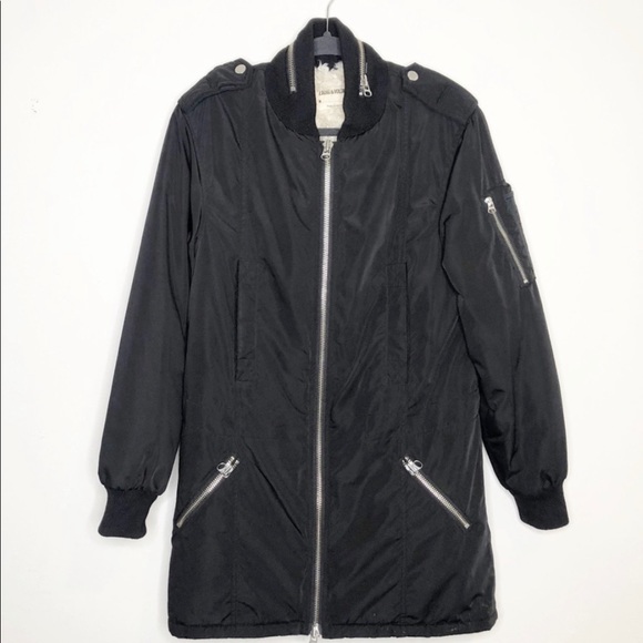 ZADIG & VOLTAIRE Long Jacket Black Parka Small - Picture 1 of 3